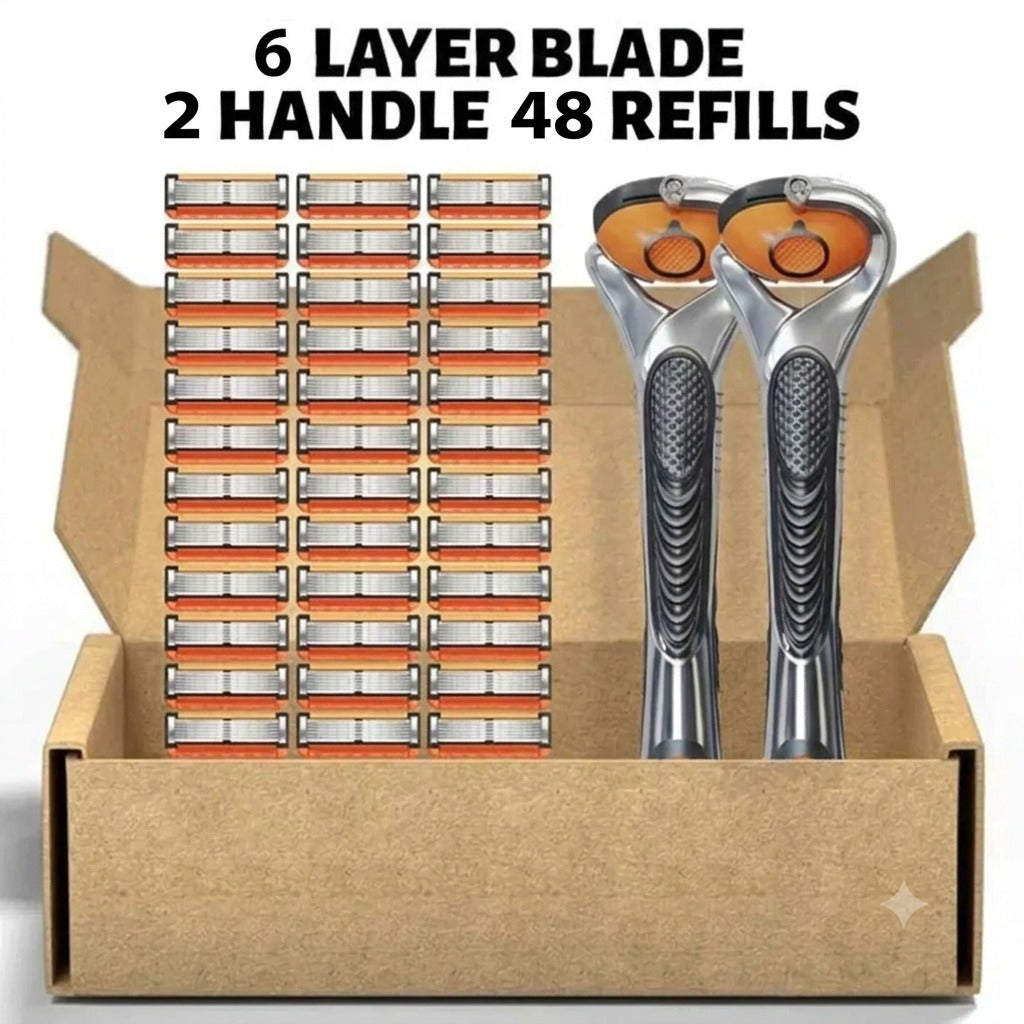🔥 Ultimate Smooth Shave Deal 🔥 FREE 2 Handle + 48 Premium Shaver Refills 💎 Sirf ₹599 | Long-Lasting | No Cuts, No Tension