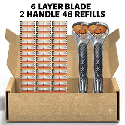 🔥 Ultimate Smooth Shave Deal 🔥 FREE 2 Handle + 48 Premium Shaver Refills 💎 Sirf ₹599 | Long-Lasting | No Cuts, No Tension